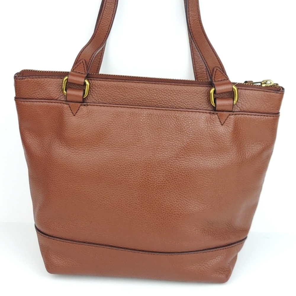 Fossil Patchwork Brown Leather Tote - image 4